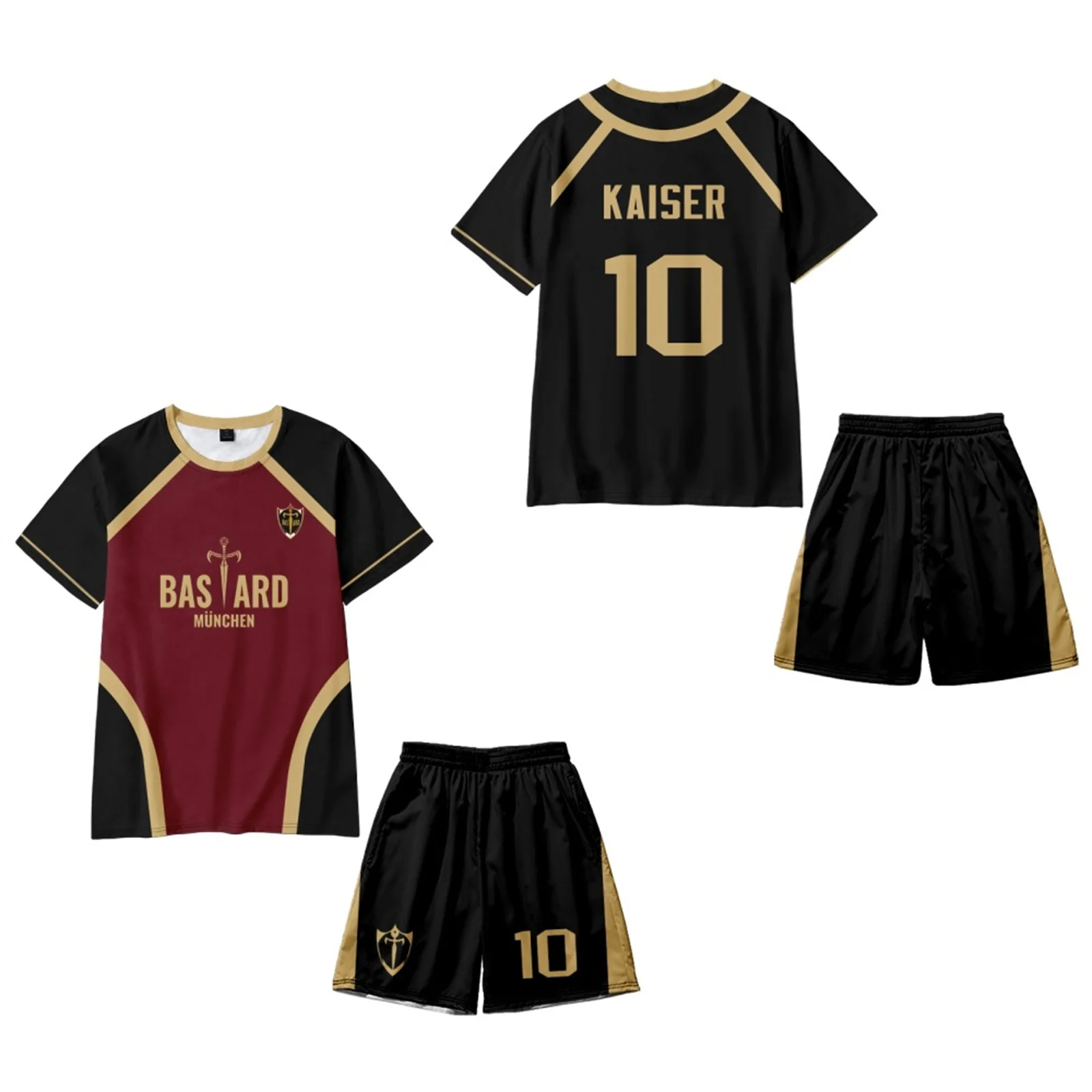 

Anime Blue Lock Bastard Munchen Tshirt Shorts Sets Oversized Football Jersey Sets Women's Men's Casual Sportswear 2 Piece Set