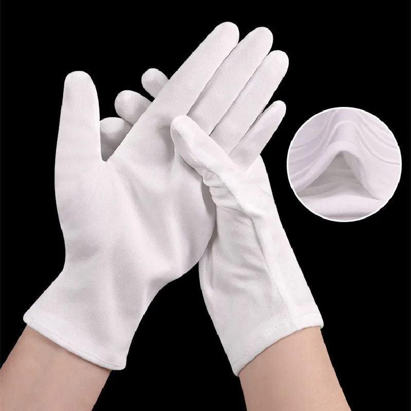 1 Pairs Full Finger Men Women Etiquette White Gloves Formal  Waiters/Drivers/Jewelry/Workers Mittens Jewelry Butler Glove