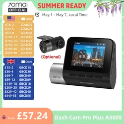 70mai Dash Cam Pro Plus A500S 1944P ADAS GPS cámara 70mai cámara frontal A500S 140FOV coche DVR 24H soporte de estacionamiento cámara Interior trasera