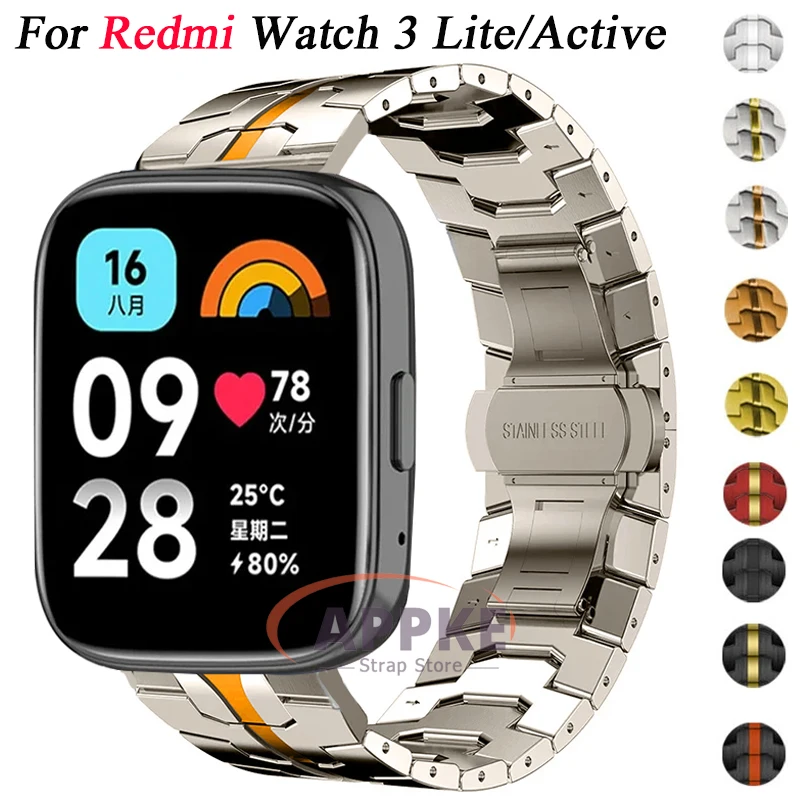 

Ремешок титановый для Redmi Watch 3 Active, браслет из нержавеющей стали для Redmi watch 3 Lite, HUAWEI WATCH 4, 20 мм, 22 мм