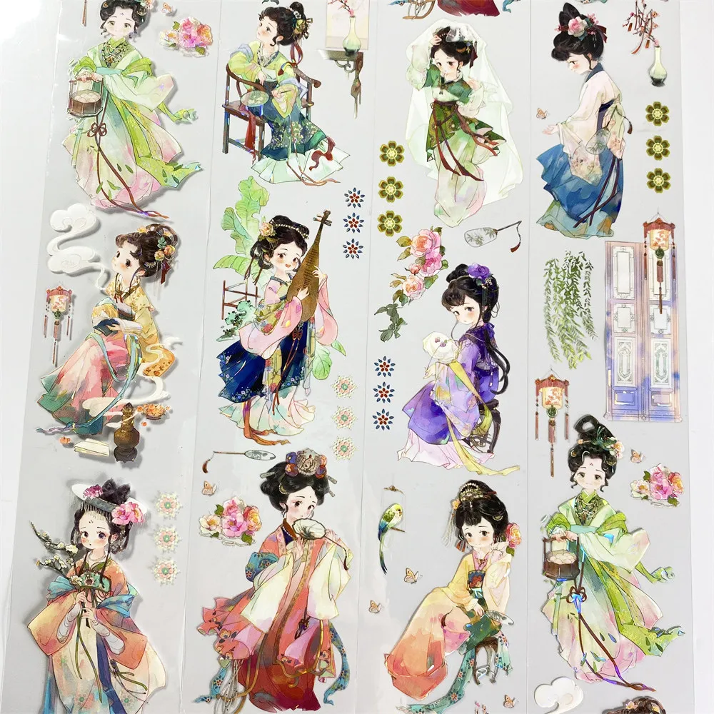 Washi Pet Tape Journal Q2 Spring Garden Is A Little Person Girl Ancient Scrapbook Collage Sticker