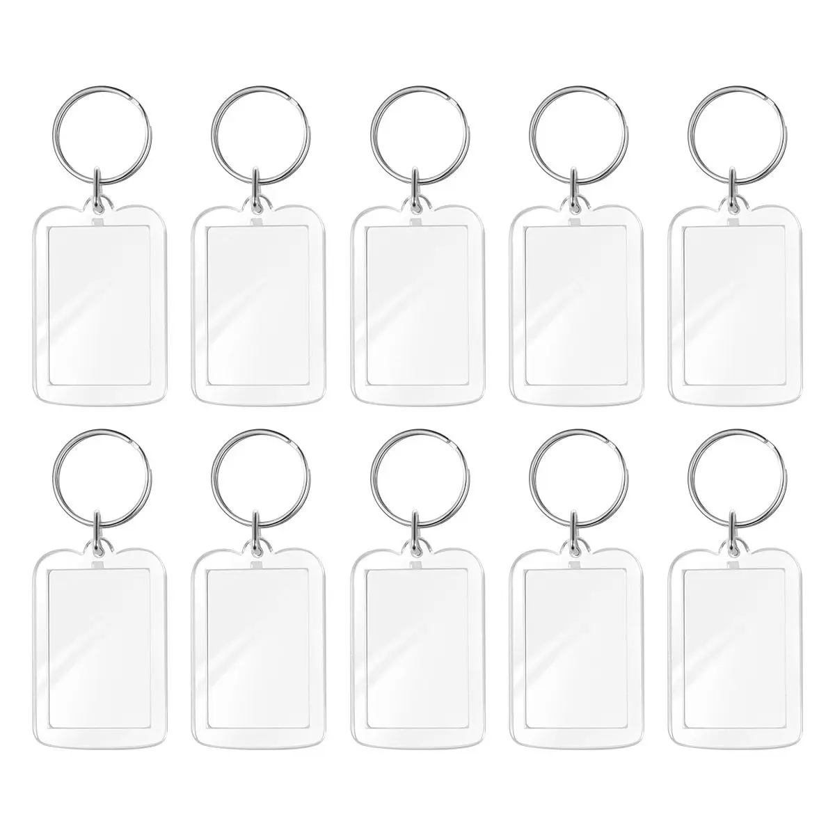 10Pcs Acrylic Resistant Keyring Picture Frame Blank Insert Photo Keychain Clear Custom Home Office Travel Gift