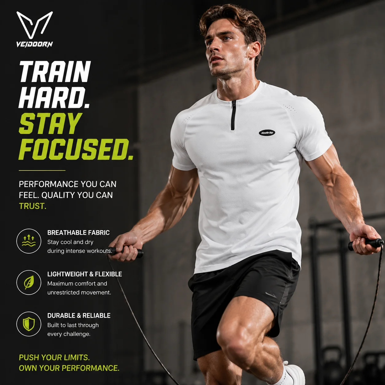 Veidoorn Men Half Zip Sports T-Shirt Running Training Tee With Vent Holes Breathable Athletic Top For Basketball Workout