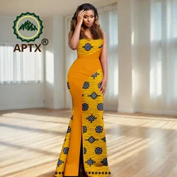 African Women's Dashiki Printed V-Neck Sleeveless Floor-Length Patchwork Dresses Ankara Casual Party Wedding Dresses 2425191