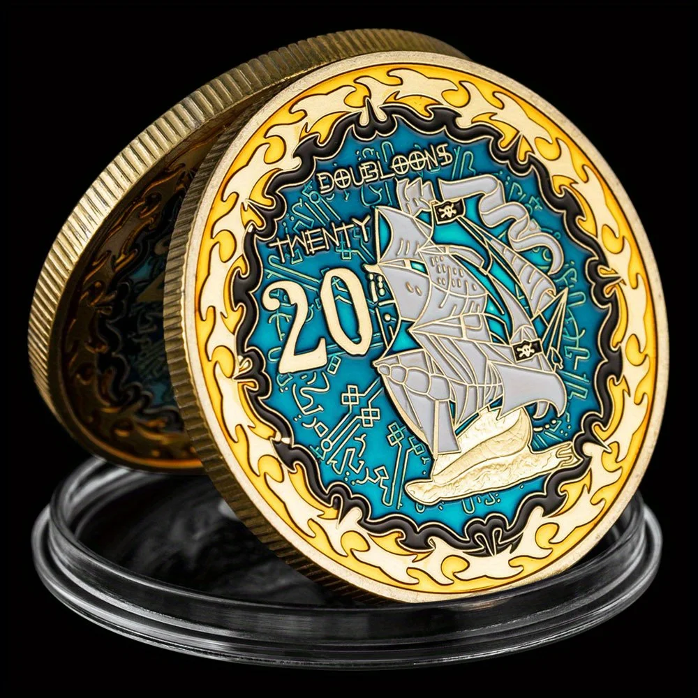 Pirate Ship Golden Plated Challenge Coin Creative Souvenir Coins Home Decoration Accessories