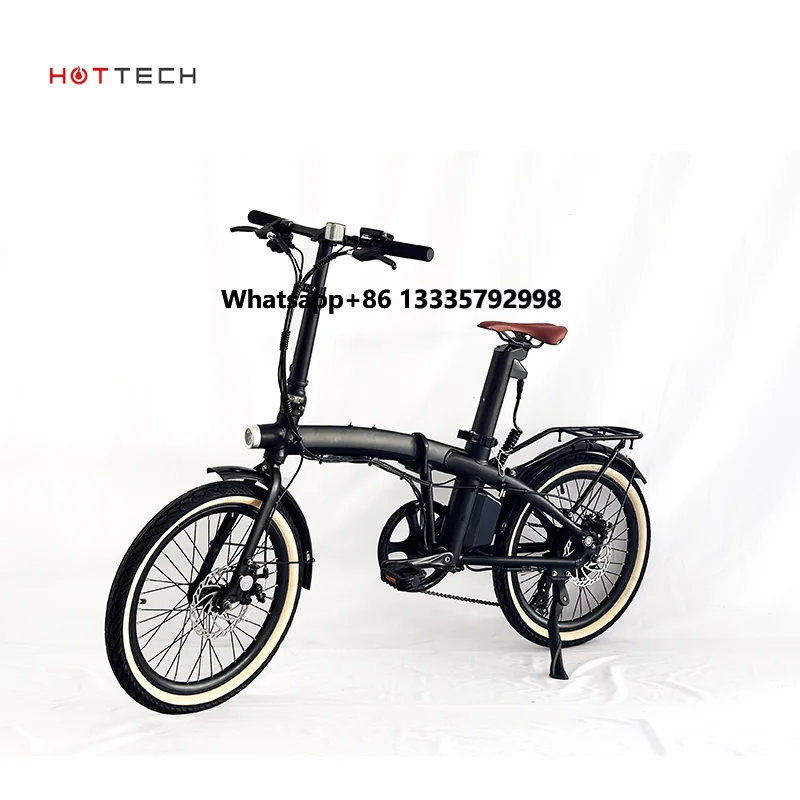 

Hottech 20 Inch Electric Folding Bike 36V 250W Black Rear Hub Motor Wholesale with EU Warehouse Lithium Battery Power Supply