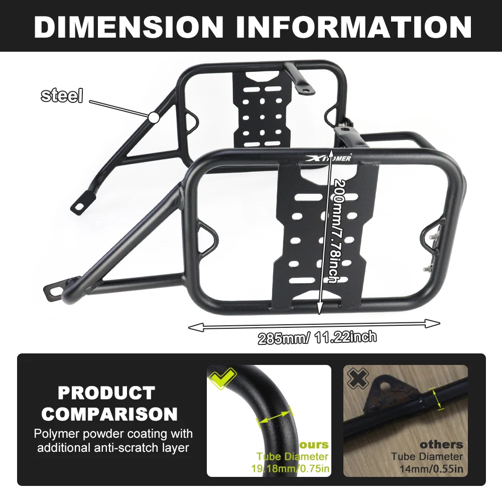 Motorcycle Side Panniers Racks Saddlebag Saddle Bag Support Guard Bars Mount Bracket TW200 1987-2022 2023 2024 2025 For Yamaha