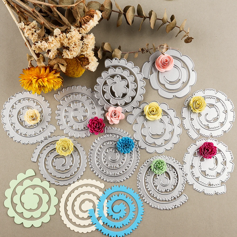 Various 3D Beautiful Love Petal Rolled Rose Flower Collection Metal Cutting Dies Set for DIY Scrapbooking Craft Paper Cards 2023