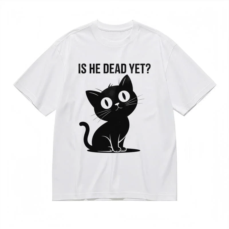 

Playful Cat Graphic Print Summer Luxury Brand Pure Cotton Men's and Women's T-shirt Short-sleeved Street Fashion Clothing
