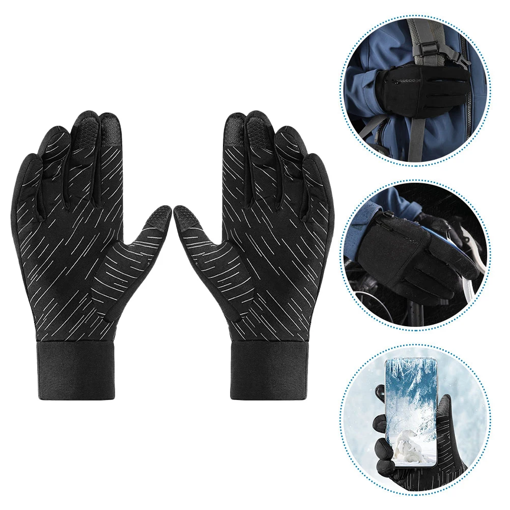 

1Pair Warm Gloves Winter Anti-Slip Touch Screen Full Finger Cycling Windproof Cold Protection Outdoor Gloves Touch Screen Mitts