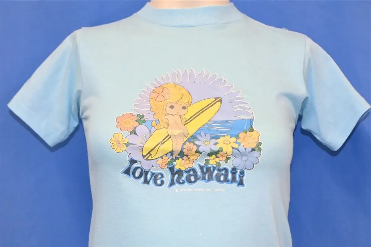 Camiseta juvenil de los años 80 Surfer s Paradise Love Hawaii Sunset Beach Waimea Bay Surf, talla mediana