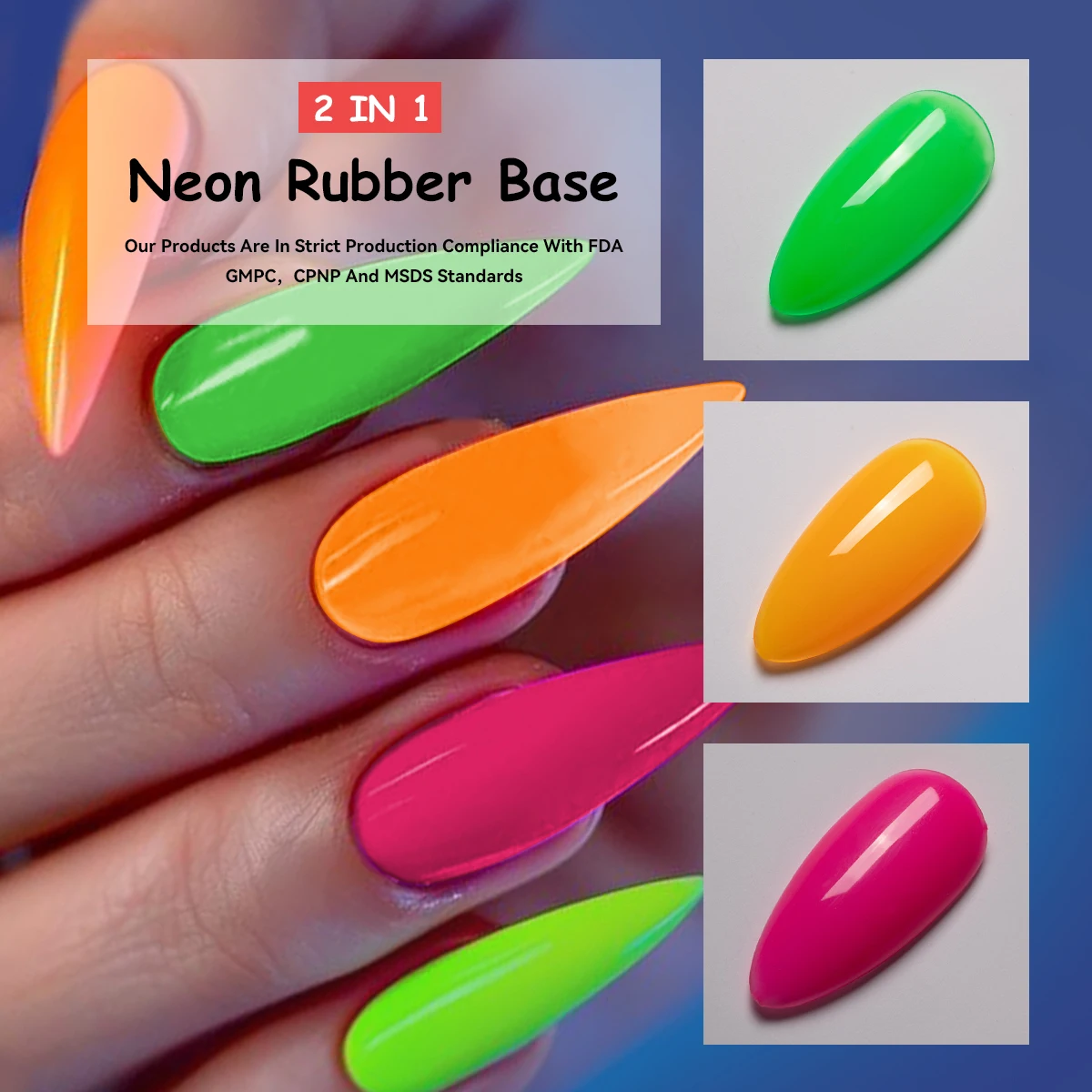 Esmalte de borracha para salão, Primer e Primer, Borracha de borracha, 1 Neon, 12 cores