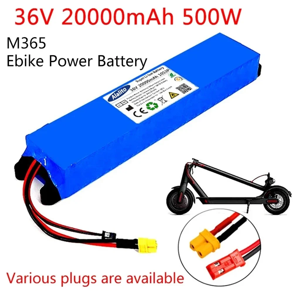 

2024 36V 20Ah 18650 Lithium Battery Pack 10S3P 20000mah 500W Same Port 42V M365 Power Battery with BMS