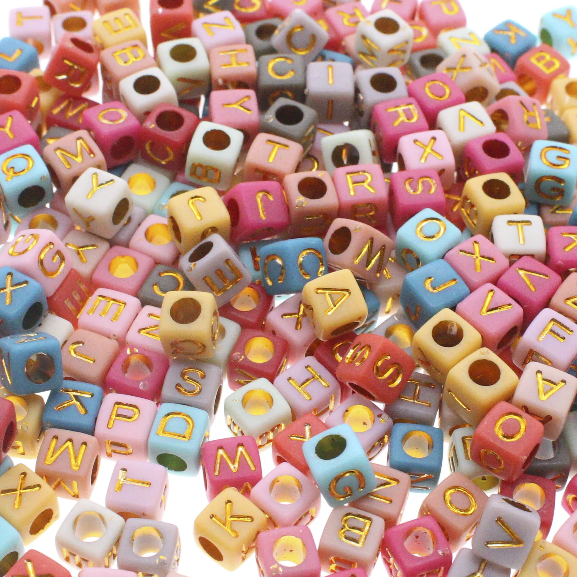 100-1000pcs /500g Mixed Color Acrylic Letter Pattern Square Spacer Beads For Jewelry Making DIY Bracelet Necklace Handicrafts