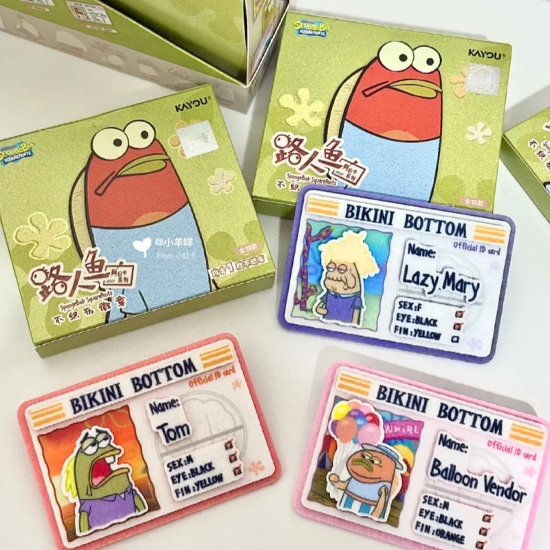 genuino-kayou-bob-esponja-calca-quadrada-biquini-inferior-pedestre-peixe-cartao-de-identidade-serie-nao-tecido-tecido-cracha-brinquedo-presentes