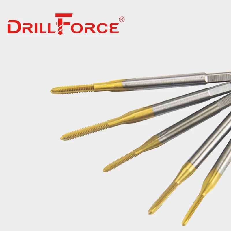 Drillforce-broca de grifo de rosca de tornillo de cobalto, vástago de 3mm, Mini HSSCO M35, máquina de M0.8-M1.9 de flauta recta, herramienta para acero inoxidable