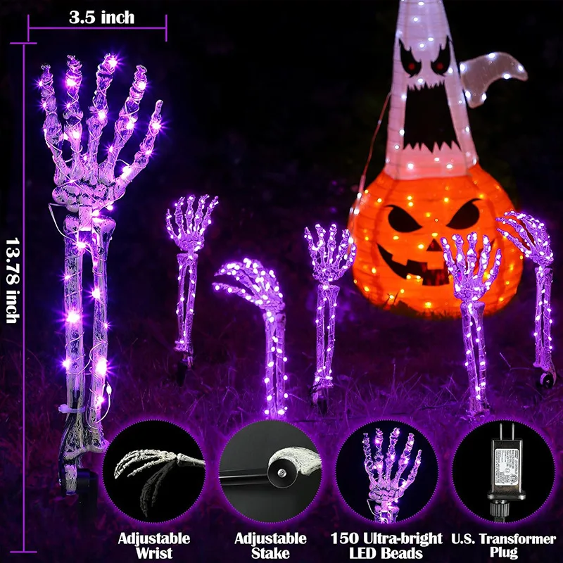 Halloween Decorations Glowing Ghost Hands Halloween Yard Ghost Hands Glowing Plastic Plug Ghost Festival Dress Up Props