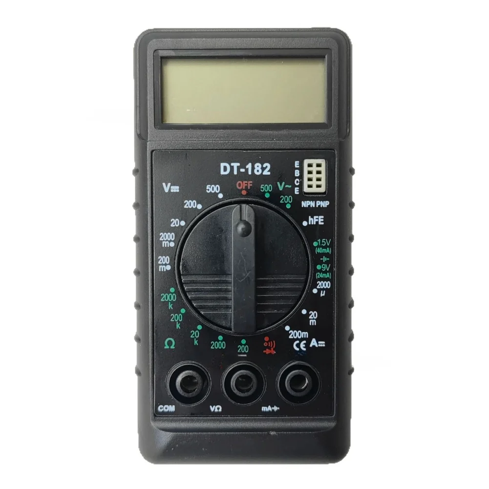 

DT182 Digital Multimeter for Compact Spaces Measures AC DC Voltage Resistance Diode and Built in Continuity Test