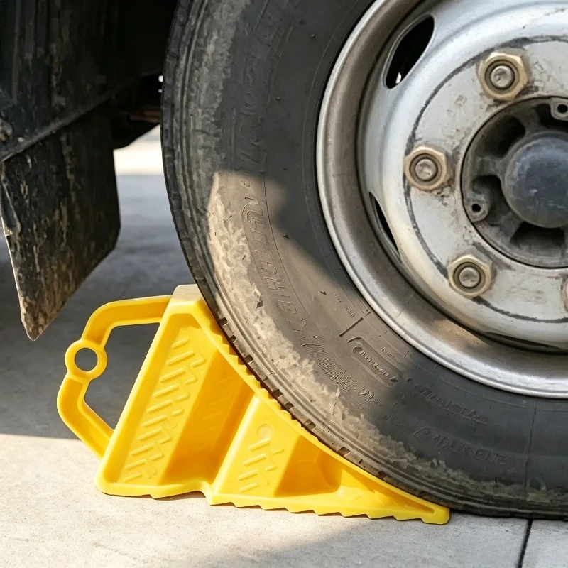 Multipurpose Wheel Chock with Handle, Anti‑Slip Tire Stop Block Parking Wedge for Car Truck Trailer Vehicle Wheel Alignment