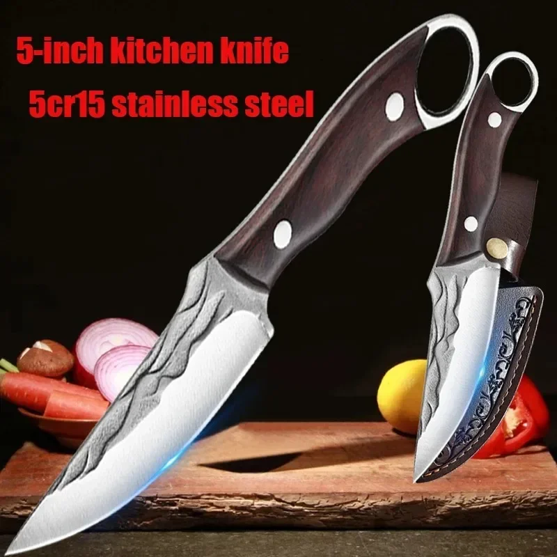 Stainless Steel Kitchen Knife Boning Knife Chef Knife Wooden Handle Handmade Forged Butcher Knife for Cooking BBQ Meat Cleaver