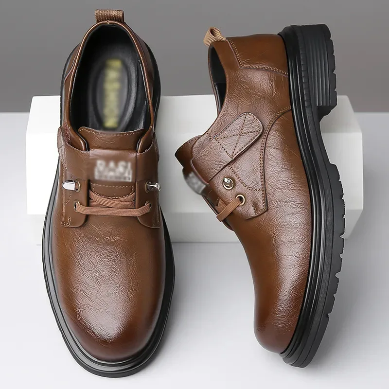 

Autumn New Fashionable Lightweight Breathable Workwear Casual Shoes One-leg Men's Shoes Outdoor Casual Leather Shoes Size 39-44