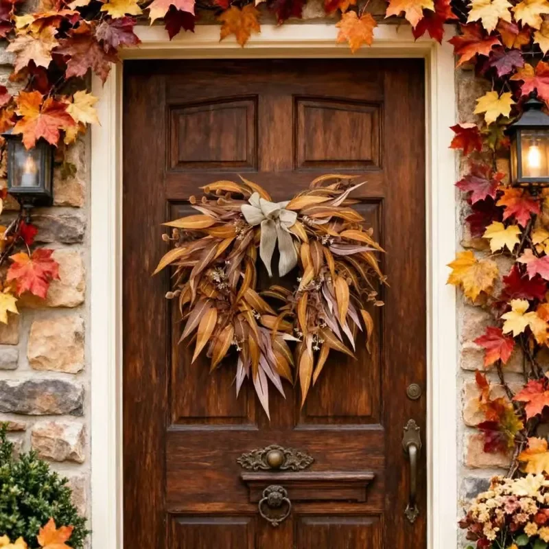 Simulation Autumn Olive Wreath Half Circle Hanging Decoration for Indoor and Outdoor Use from Cross-border Source Factory