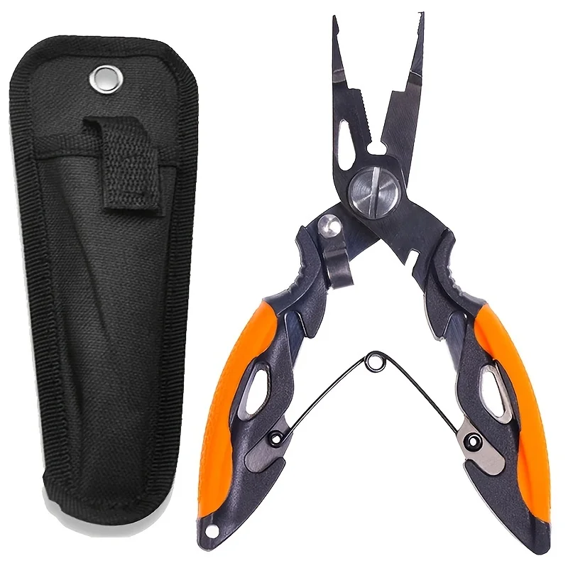 1Pcs Durable Stainless Steel Fishing Plier with Lure Cutter and Hook Remover - Essential Outdoor Fishing Tool (12.5cm/4.92in)