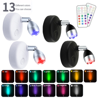 1/2pcs Led Wireless Spotlight 13-color 3 Dimming Modes Adjustable Angle Remote Control Rgb Spot Timing Lamp for Background Wall