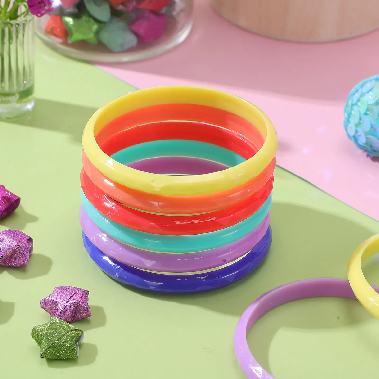 12Pcs Little Bangle Bracelet For Party Bag Fillers Party Favors For Resin Bangles Candy Color