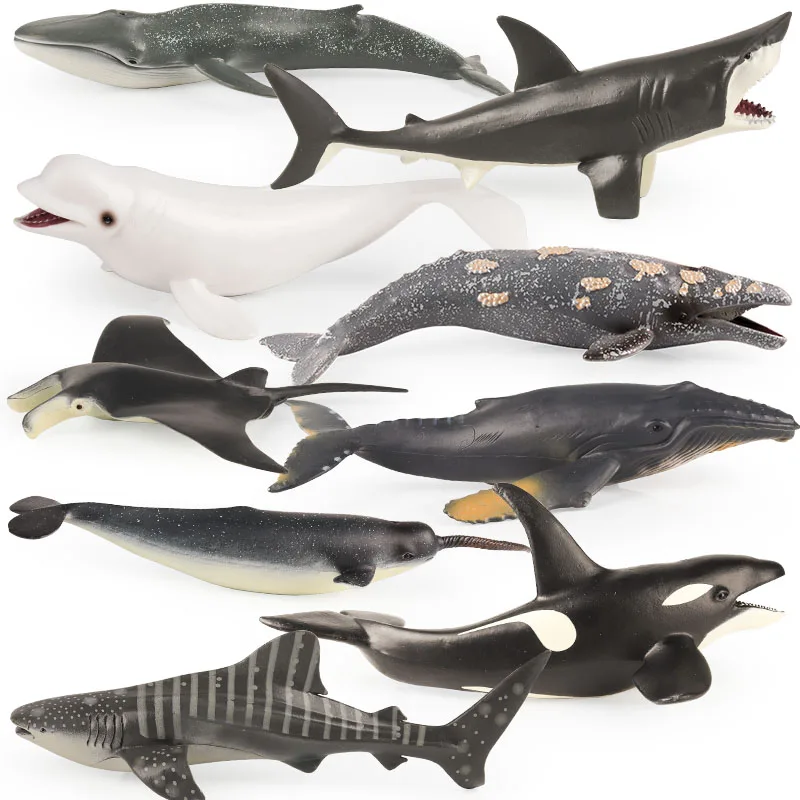 Oenux modelo de vida marina gran tiburón blanco delfín ballena Megalodon figura de acción océano animales marinos PVC educación niños juguete para regalo