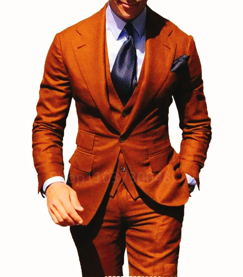 

Solid Formal Men's Suit Slim Fit 3 Pieces Busienss Tuxedo Mens Wedding Suits Notch Lapel Groom Suits Set (Jacket+Pants+Vest)