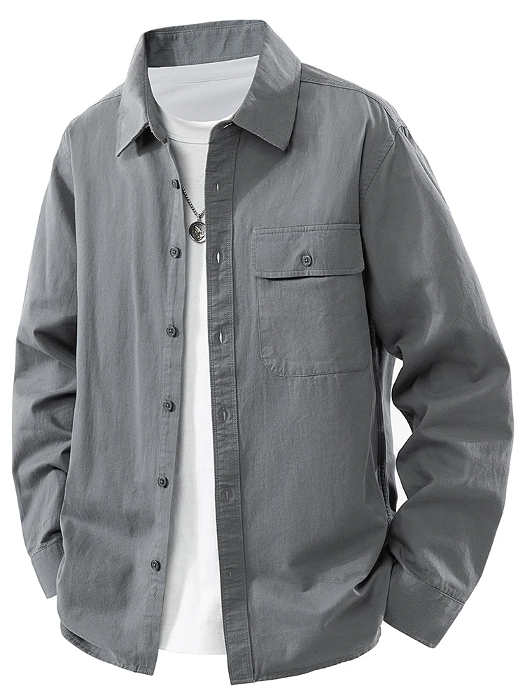 Early Autumn New Men's Workwear Loose Long Sleeve Shirt Jacket Casual Fashionable Casual Top Windproof Wear-resistant Cotton ...