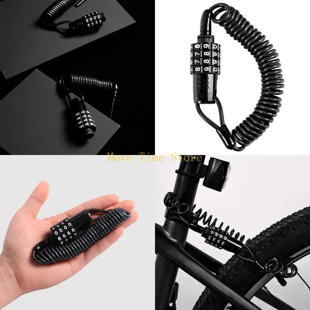 

92ME Portable Motorcycle Helmets Lock Bike 4-Digit Combination Cable Lock Travel Padlocks Mini Safety Anti-Theft Bike Lock