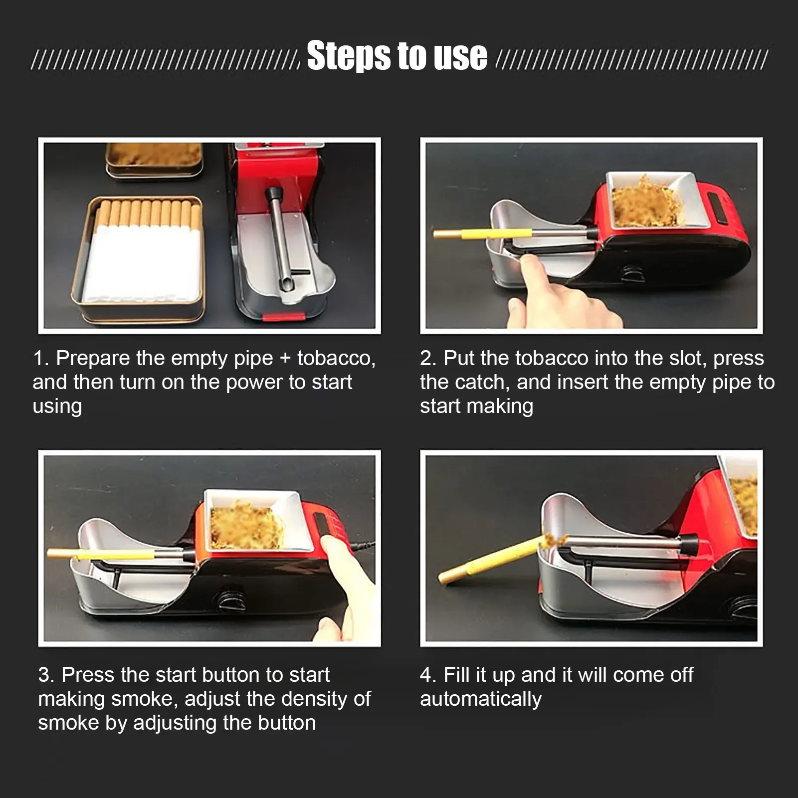 

Машина для наполнения сигарет, полностью автоматическая вилка для сигарет, электрические аксессуары для курения с зарядным устройством и щеткой для чистки