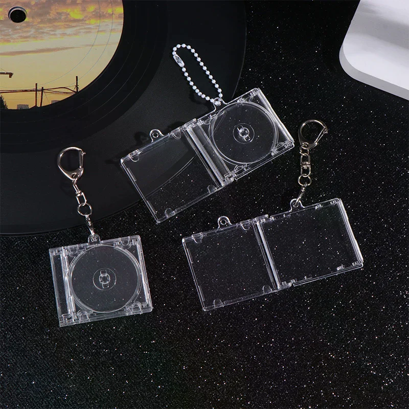 1PCS Peripheral Commemorative Blank Album Mini CD Case Keychain CD Player Shaped Key Pendant For DIY Backpack Hanging Decoration