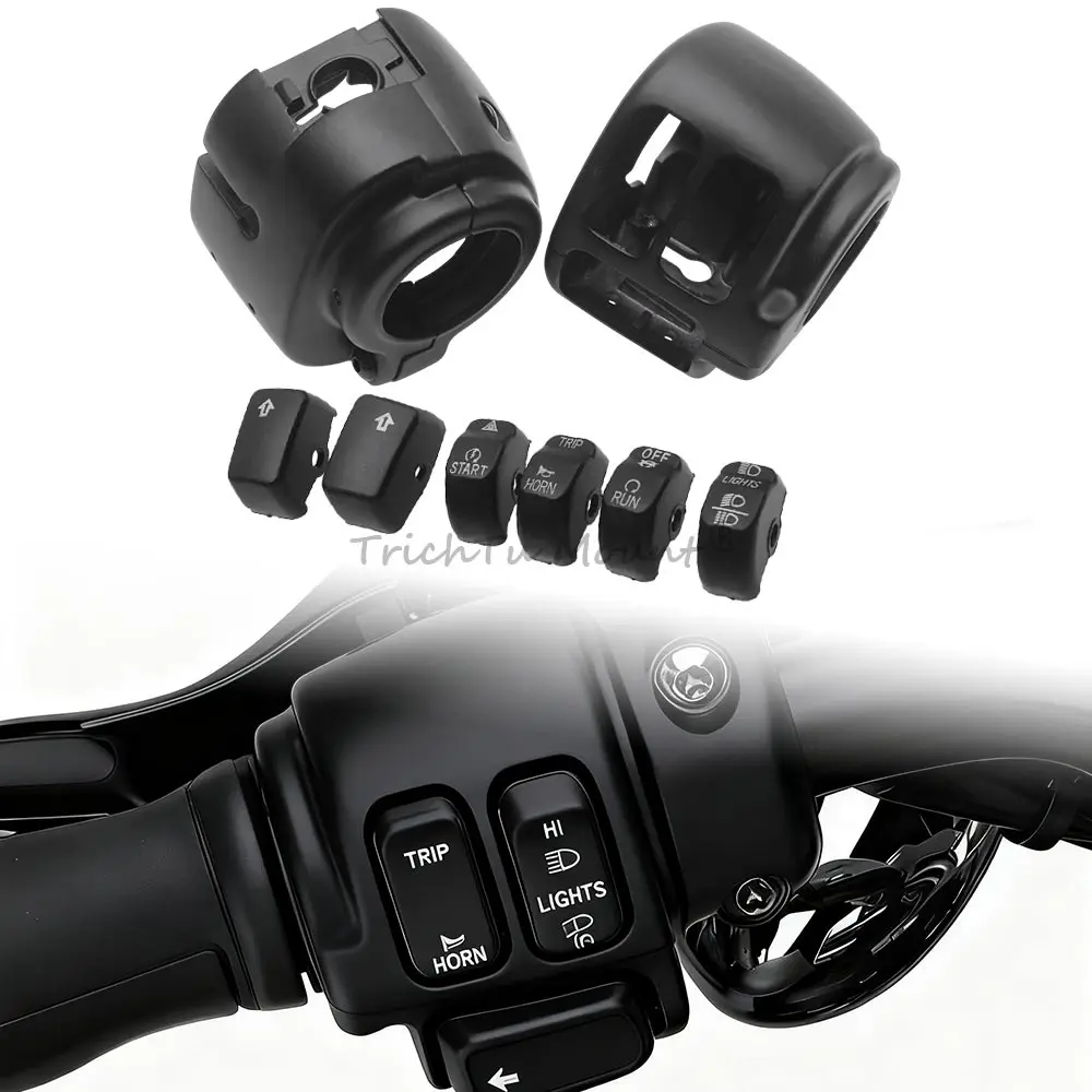 Motorcycle Black Aluminum Handlebar Control Switch Housings Cover Kit Left Right Fit For Harley Dyna Softail Sportster 2011-2022