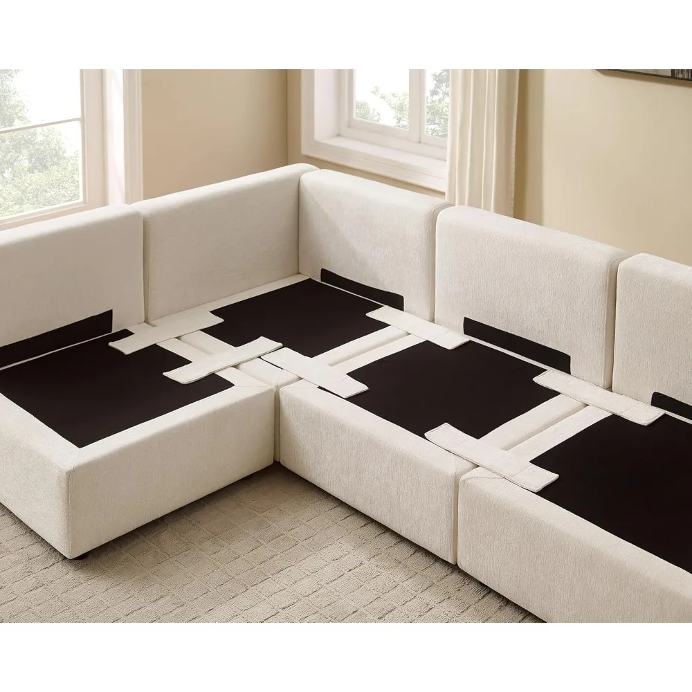 Convertible Sleeper Sofa, Modular Sectional Sofa Bed with Ottoman,Modular Sectional 8-seat Sectional Sofas