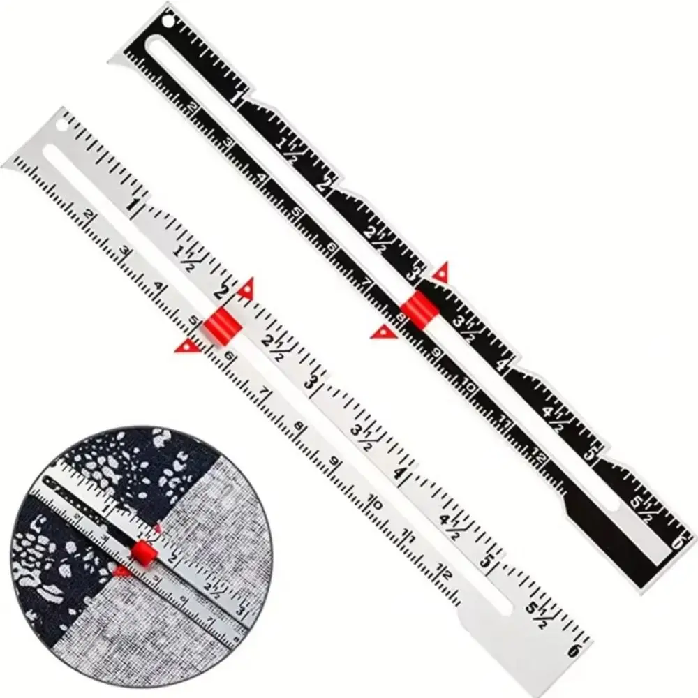 Crafting Hemming Measuring Sewing Measuring Tool Metal Fixed-Edge Fabric Quilting Ruler Sliding Gauge Sewing Accessories