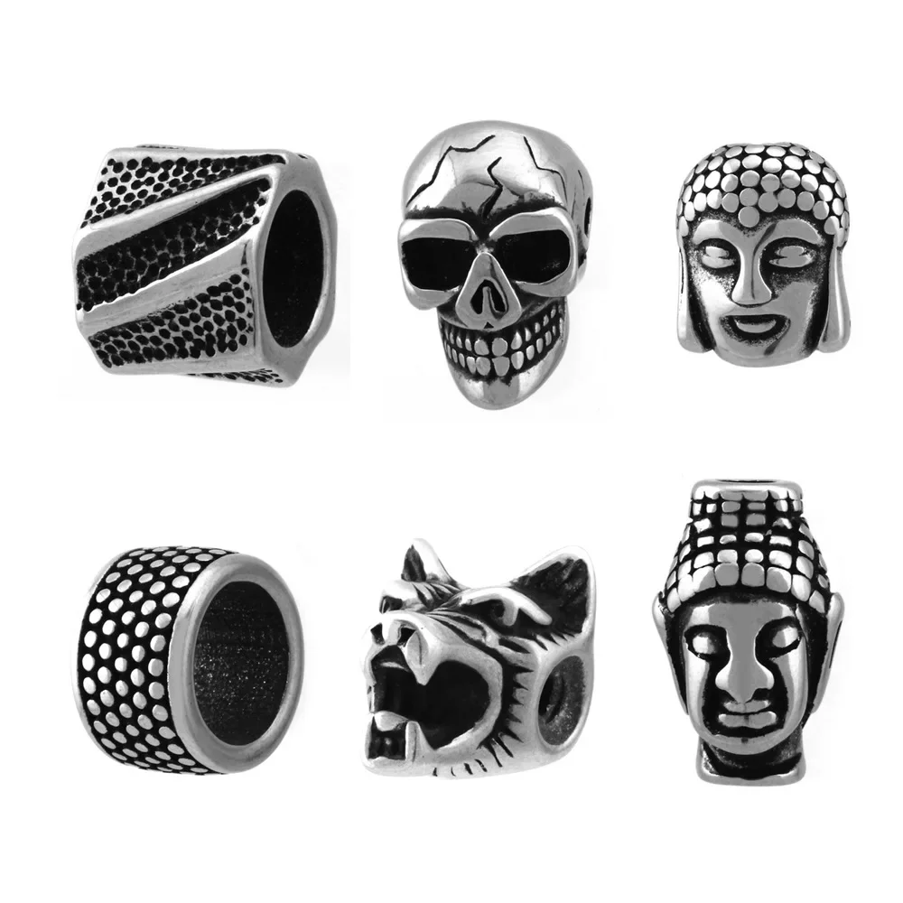 

Punk Style Metal Antique Silver Skull Wolf Head Spacer Beads DIY Men and Women Jewelry Making Beads Bracelet NecklaceAccessories