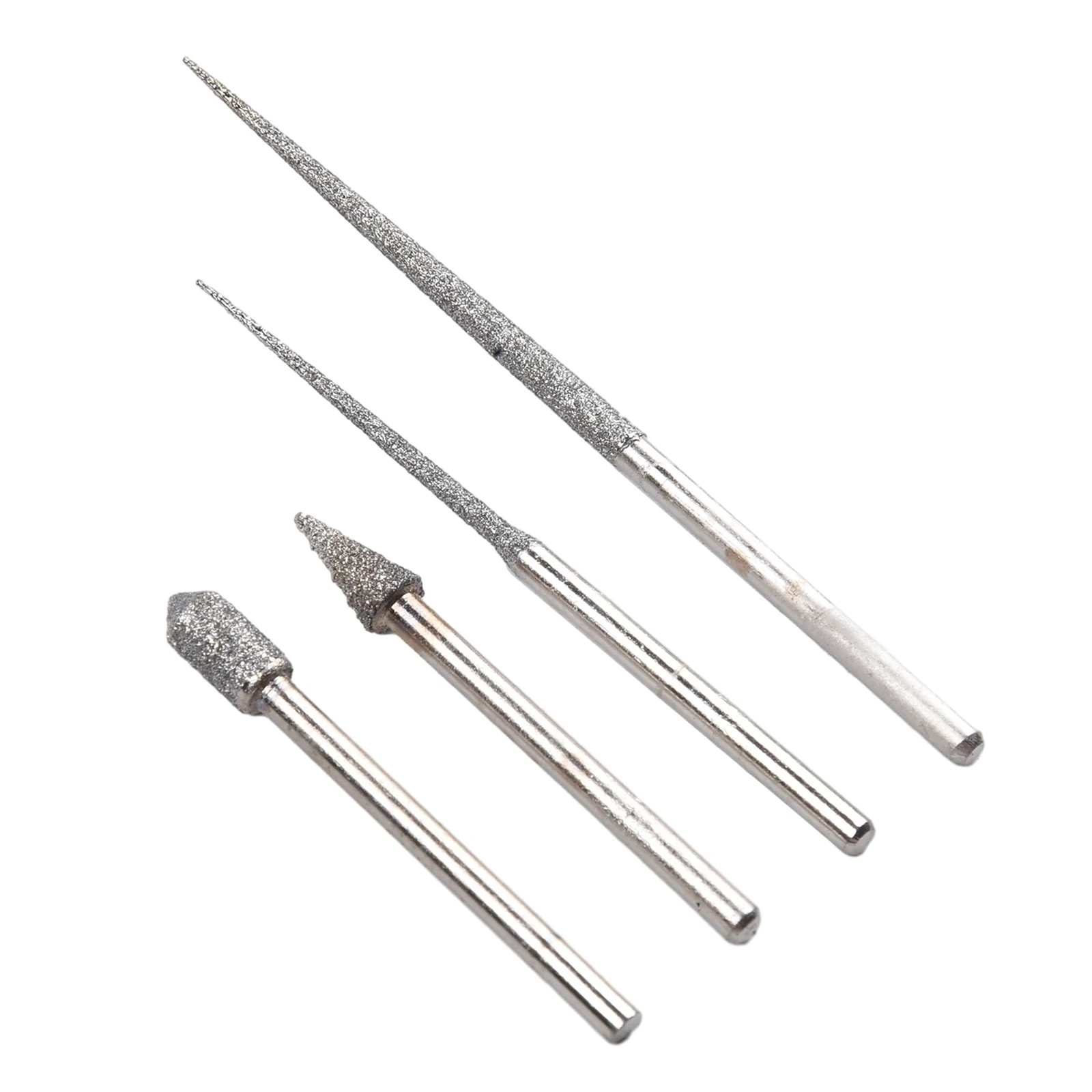 4pcs 3mm Shank Carving Needle Grinding Rod Mini Drill Diamond Engraving Drilling Diamond Tip Reamer Needle Rotary Power Tools