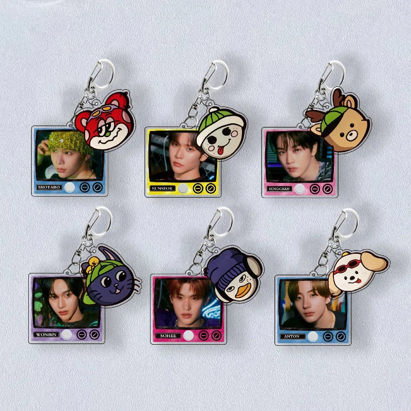 2Pcs/Set KPOP RIIZE Cartoon Cute Acrylic Keychain High Quality INS Style Double Sides Printing Keyring WONBIN SHOTARO SOHEE Gift