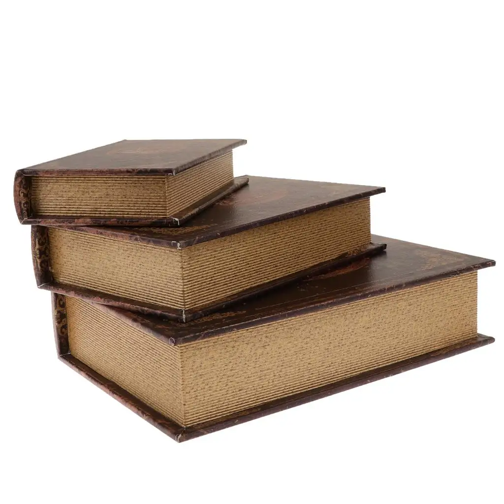 

Simulation Book Props Case Decorative Books Wooden Jewelry Treasure Case for Cafe Photography Props