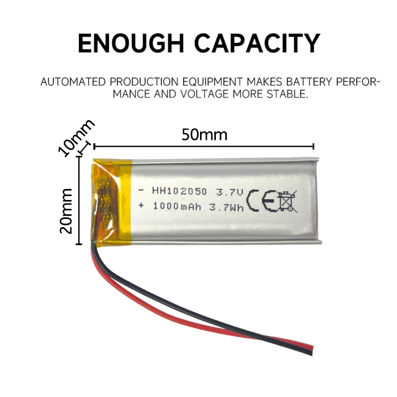 

1000mAh 3.7V PH2.0/XH2.54 Plug Lipo Lithium Battery for Mini Fans Bluetooth Speakers Gamepads - Li Polymer Battery Pack