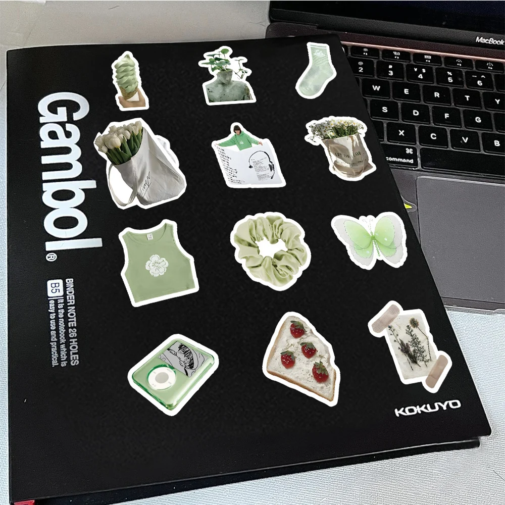 10/30/50pcs Cute Ins Style Green Cartoon Stickers Aesthetic Decals Laptop Phone Scrapbook Suitcase Decoration Sticker Kids Toys