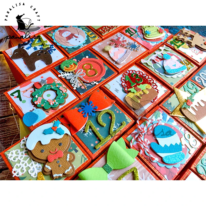 Panalisacraft Christmas countdown box Tree Ornaments Metal Cutting Dies diecut scrapbooking Album Paper Card Craft Embossing