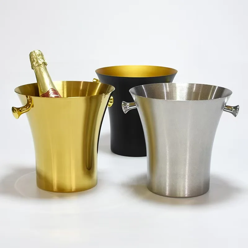 

Factory Direct 5-Quart Stainless Steel Ice Bucket Hammered Mirror Finish Golden Champagne Metal Beverage Tub for Parties