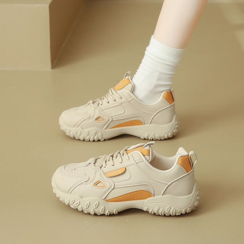 

CRLAYDK женские кроссовки на шнуровке, модная удобная обувь, повседневная кожаная женская прогулочная кожаная обувь, противоскользящие кроссовки