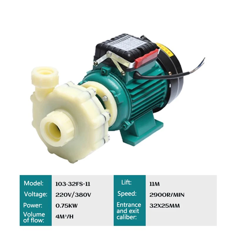 

Химический насос 750 Вт, электрический самовсасывающий центробежный канализационный насос, 220 В, 380 В, устойчивый к щелочам, промышленные пластиковые погружные насосы