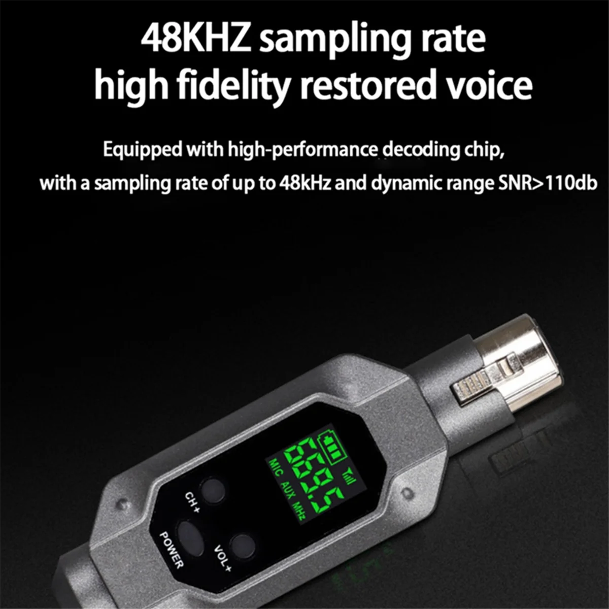

Microphone Wireless System Transmitter Receiver 1 with 2 Use for Wired Dynamic Microphone UHF Wireless Adapter