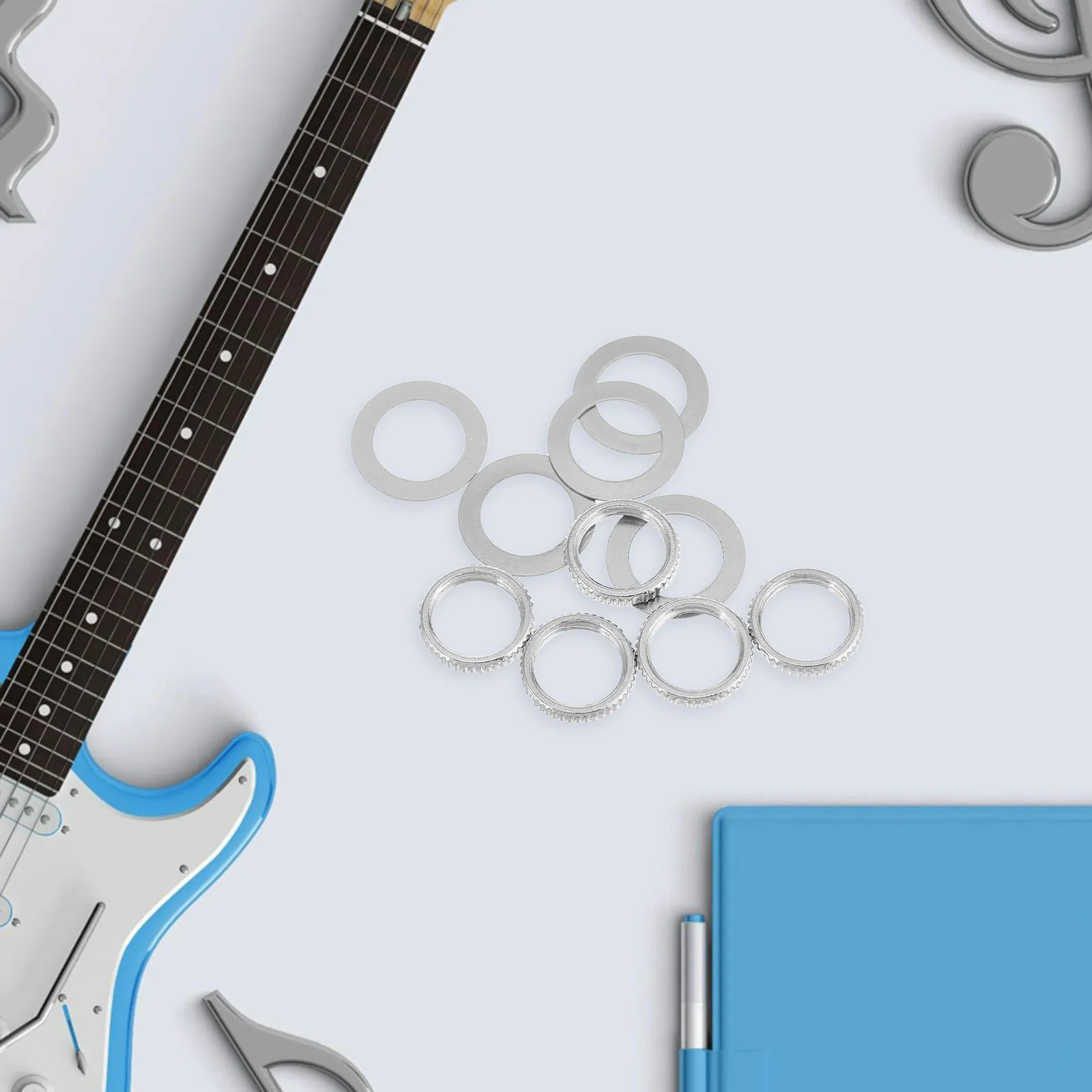10Pcs Bass Guitar Toggle Switch Nut and Washer Kit 12Mm Stable Mounting Hardware for Guitar Performance Recording Practice view 3